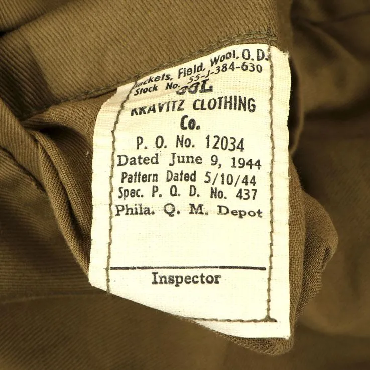 Original U.S. WWII 760th Tank Battalion Officer B-3 Sheepskin Jacket, Ike Jacket and Class A Service Coat