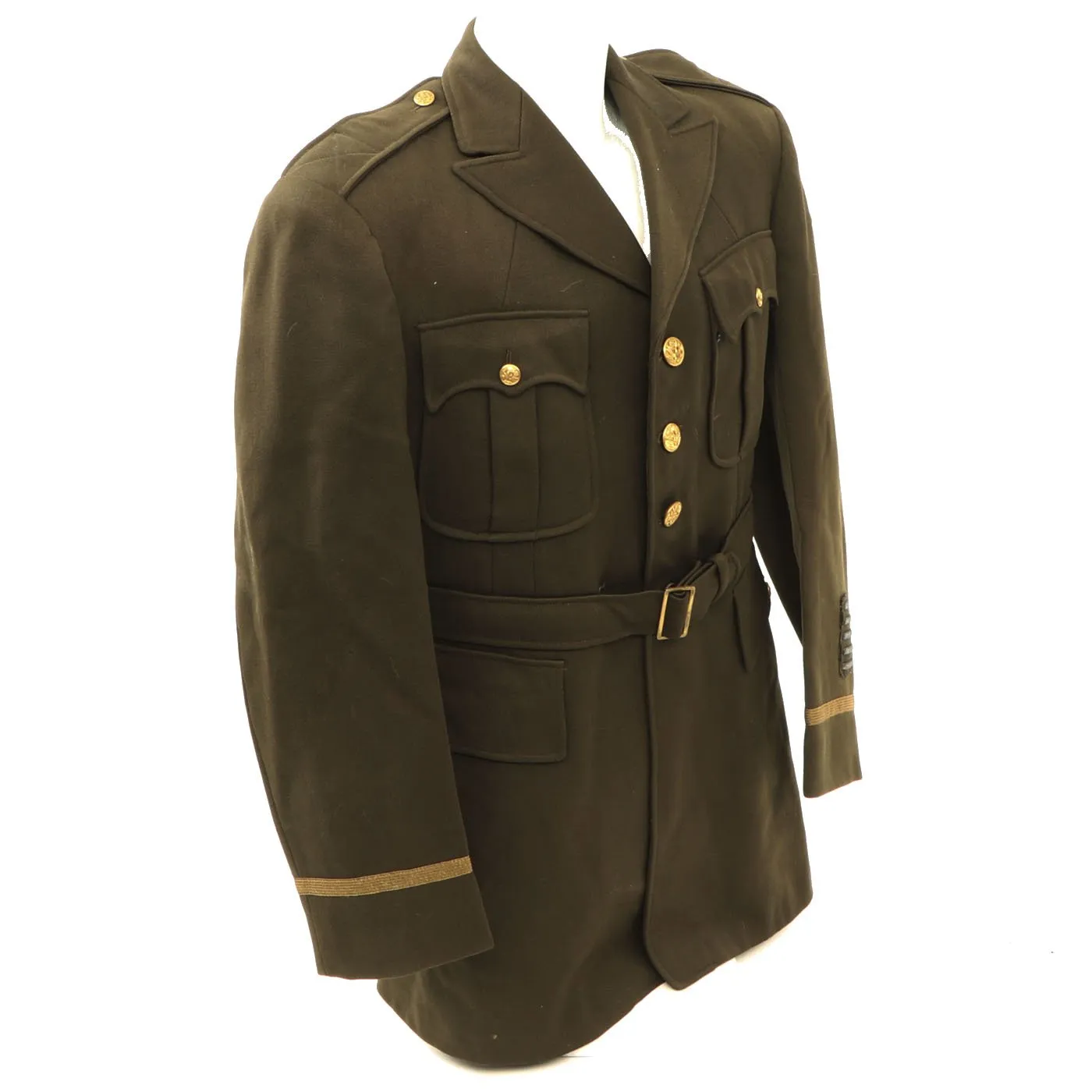 Original U.S. WWII 760th Tank Battalion Officer B-3 Sheepskin Jacket, Ike Jacket and Class A Service Coat