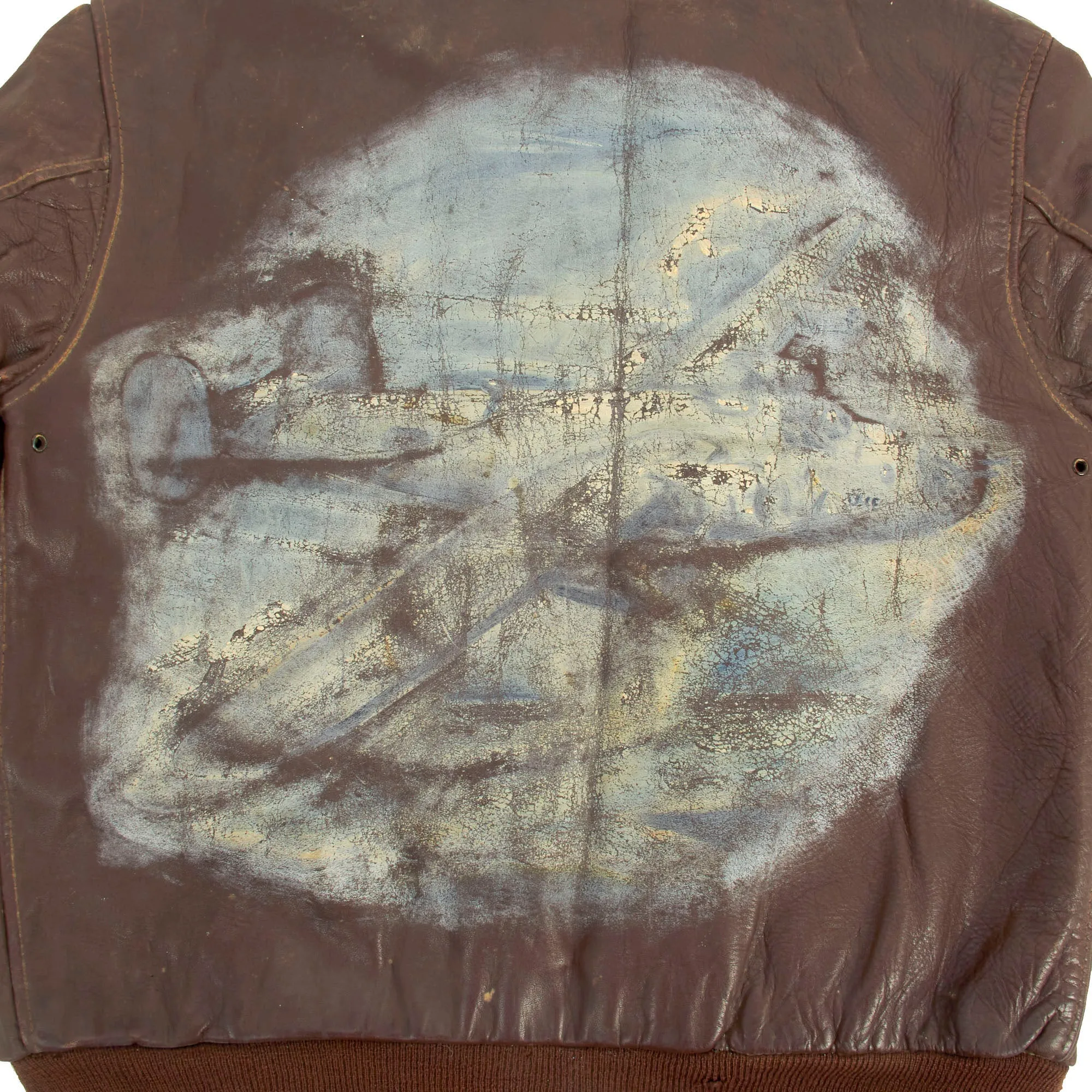 Original U.S. WWII 8th Air Force Painted A-2 Leather Flight Jacket - 453rd Bomb Group - Same as Jimmy Stewart - Lt. Anthony J. Valente