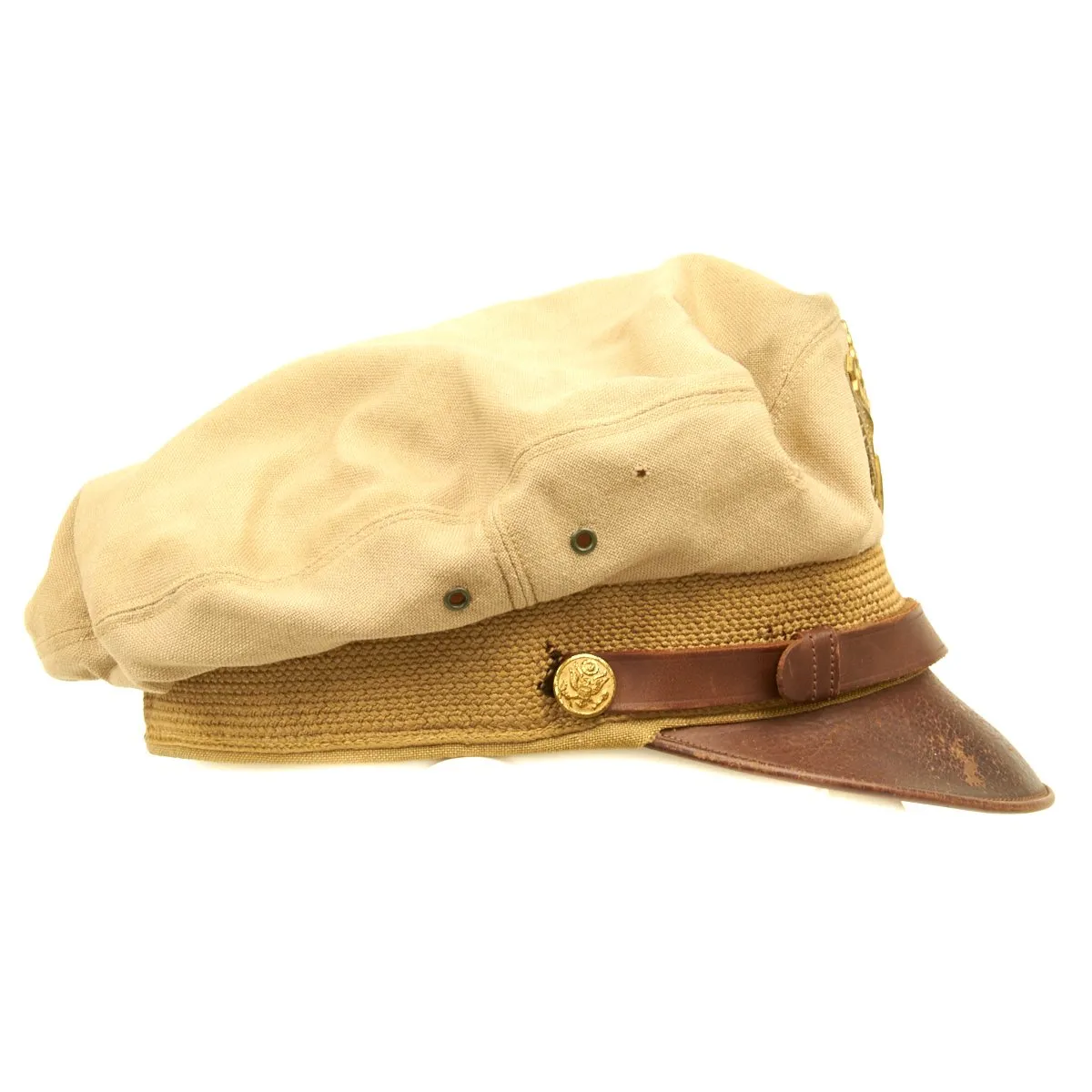 Original U.S. WWII USAAF Officer Khaki Crush Cap By Bancroft - Size 7 1/4