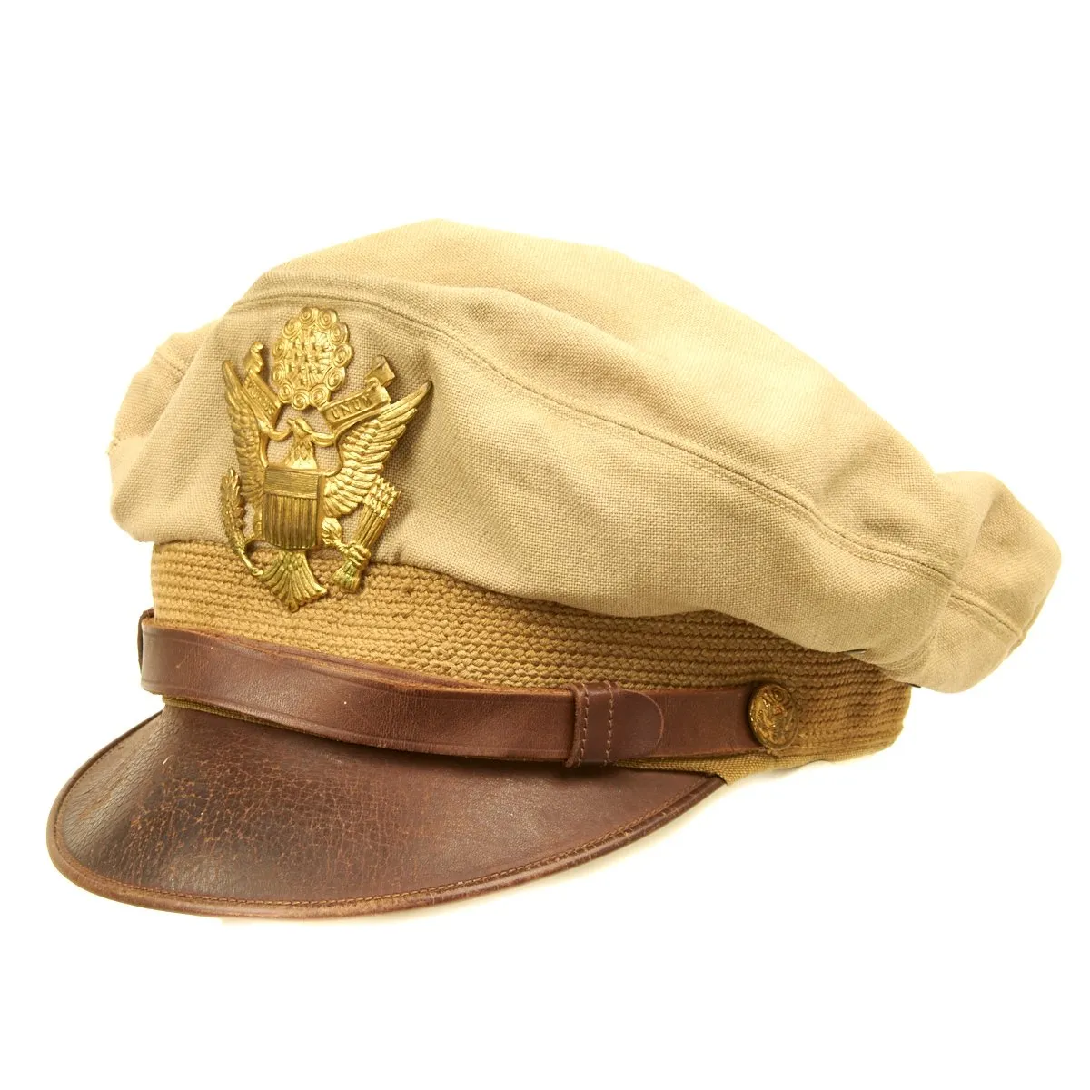 Original U.S. WWII USAAF Officer Khaki Crush Cap By Bancroft - Size 7 1/4