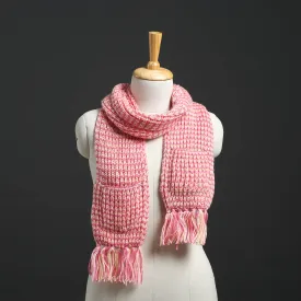 Pink - Kumaun Hand Knitted Woolen Muffler with Pockets 42