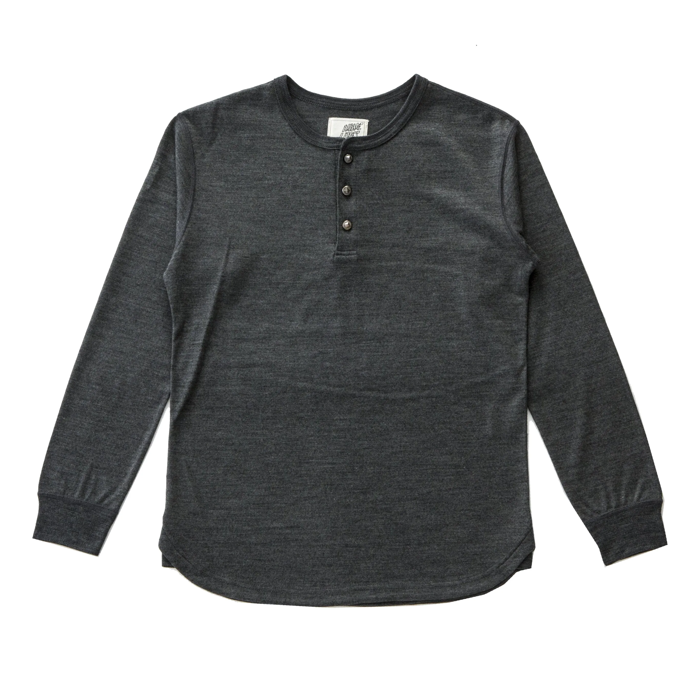 "Legrasse" Long-Sleeve Merino Henley - Grey