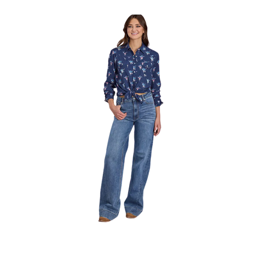 Roper Women's Navy Western Blue Blouse