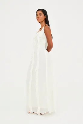 RUFFLE CHIFFON MAXI DRESS