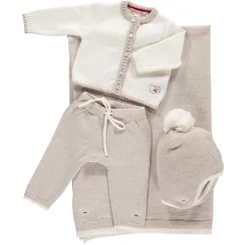 Scarlet Ribbon Baby Gift Set - Cardigan & Leggings, White & Oatmeal