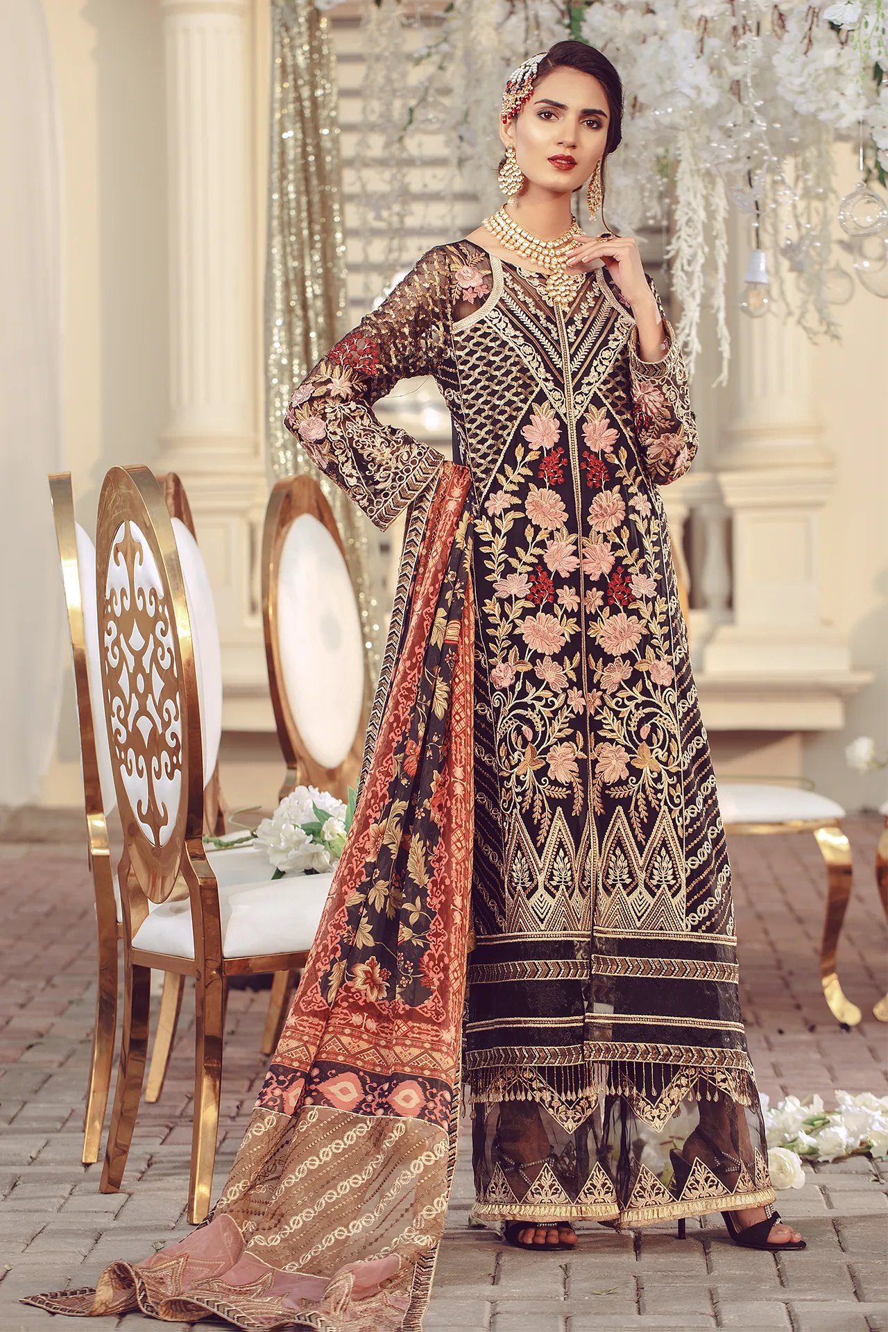 Serene Premium Beaux Rêves Embroidered Chiffon Collection 2020 – S-1005 Black Swan