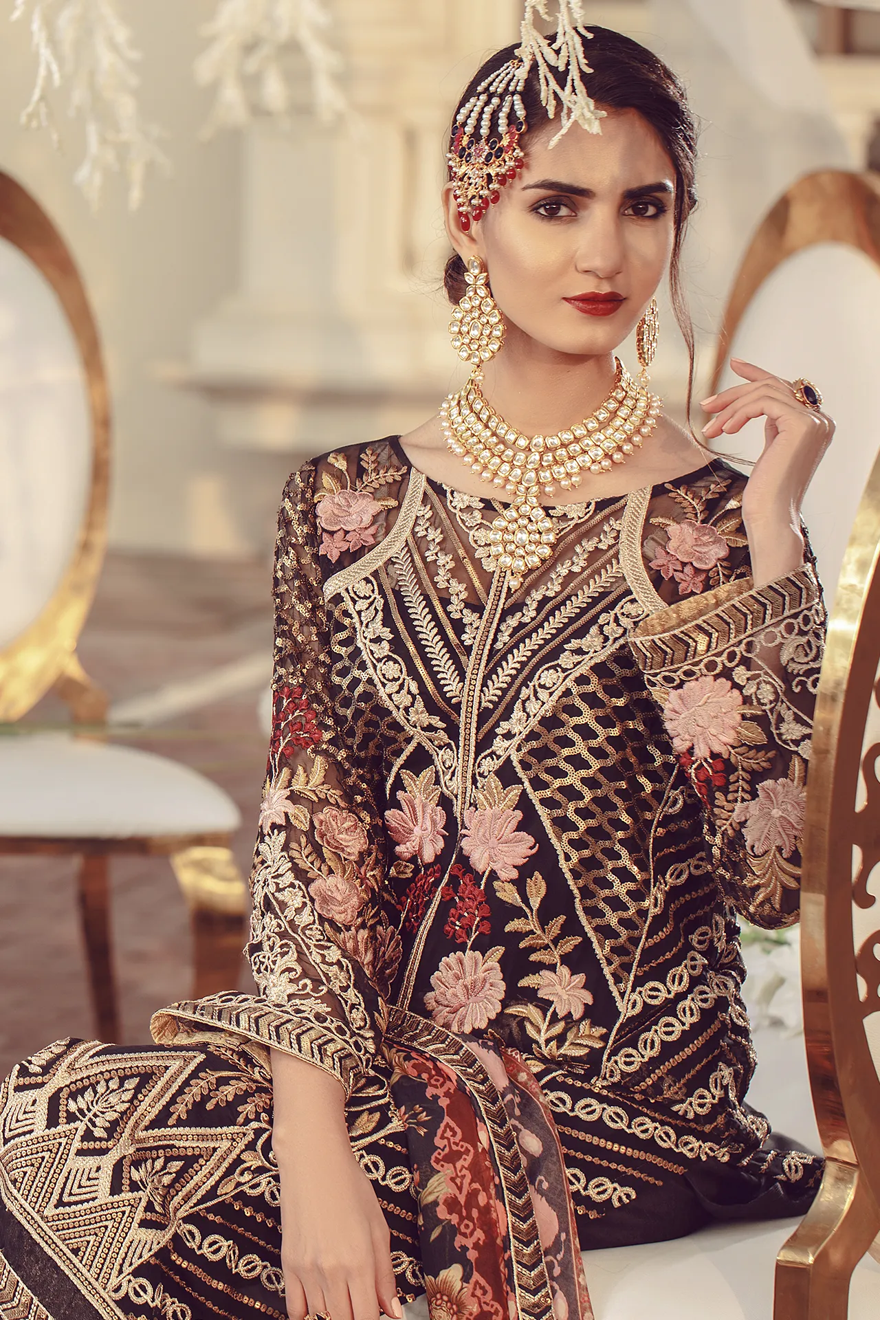 Serene Premium Beaux Rêves Embroidered Chiffon Collection 2020 – S-1005 Black Swan