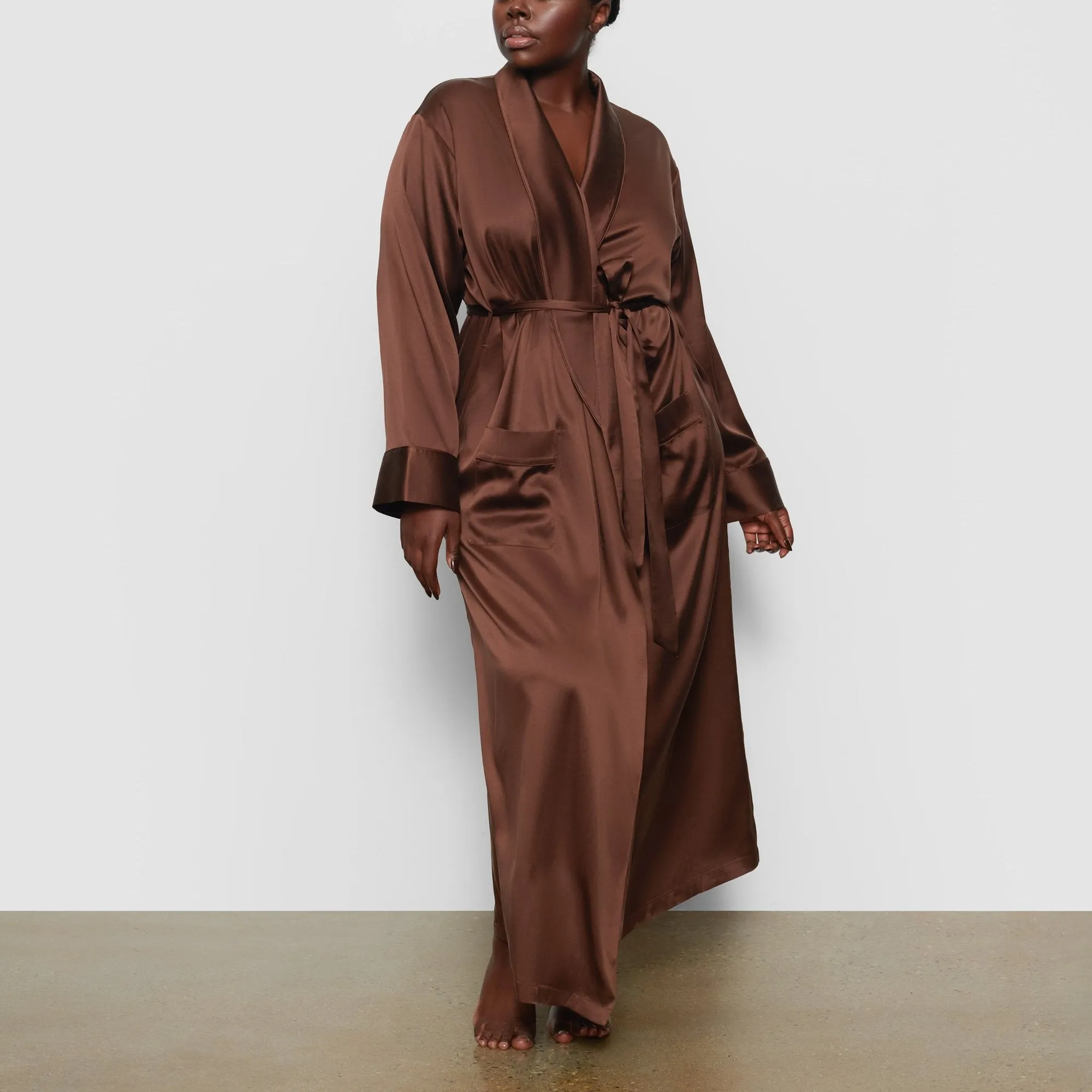 SILK SLEEP ROBE | COCOA