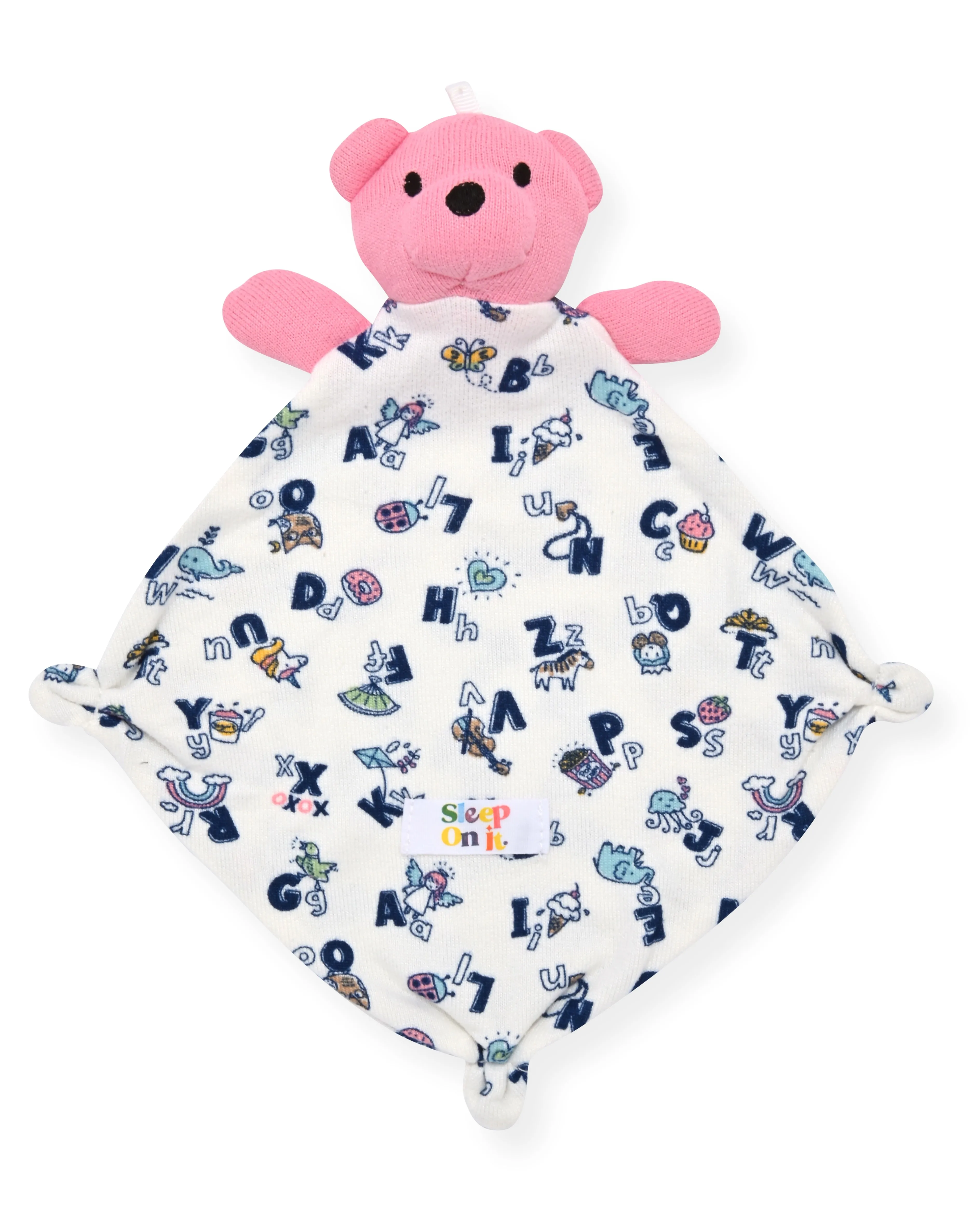 Sleep On It Infant Girls Long Sleeve Super Soft Snuggle Jersey Zip-Up Coverall Pajama with Matching Blankey Buddy - Alphabet