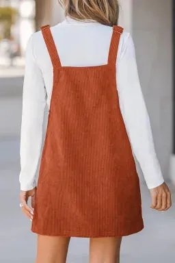 Sleeveless Corduroy Overall Dress