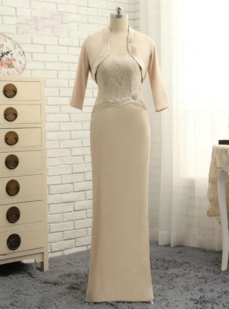 Stunning Mother Of The Bride Dresses Sheath Floor Length Lace With Jacket Wedding