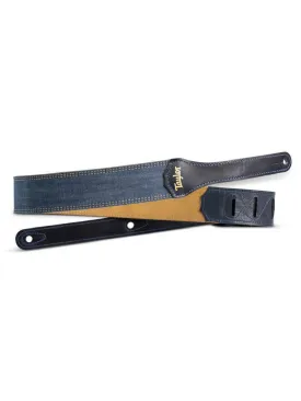 Taylor Denim Strap, Gold Logo, Blue, 2"