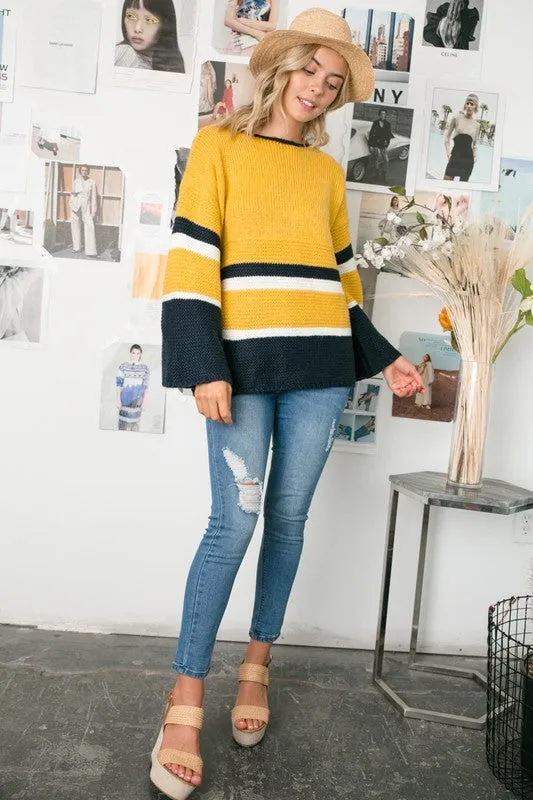 TEEK - YELLOW COZY COLOR BLOCK SWEATER