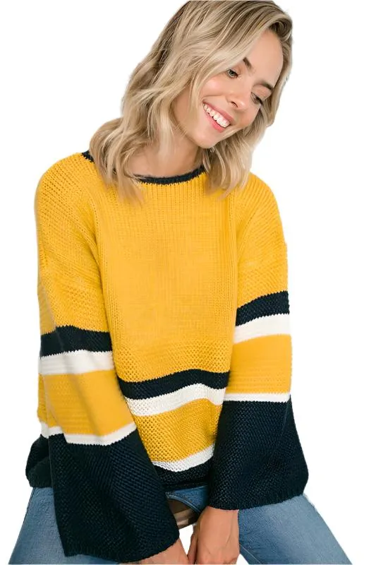 TEEK - YELLOW COZY COLOR BLOCK SWEATER