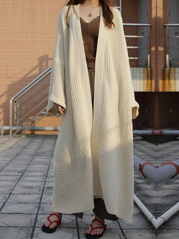 Urban Loose Over Size Solid Color Thick Thread Knitting Cardigan Coats