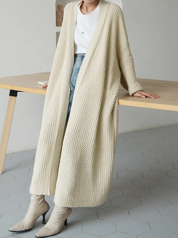 Urban Loose Over Size Solid Color Thick Thread Knitting Cardigan Coats