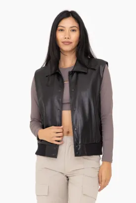 Vegan Leather Bomber Vest