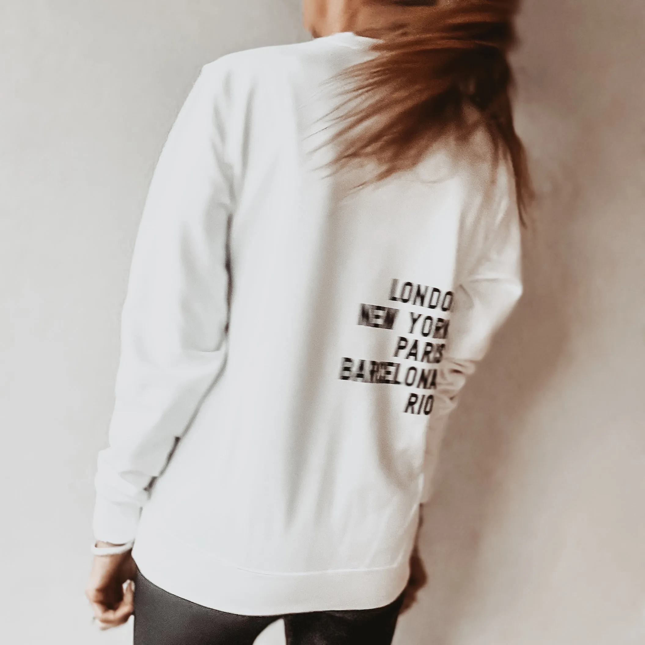 White CITIES sweatshirt  *boyfriend fit*