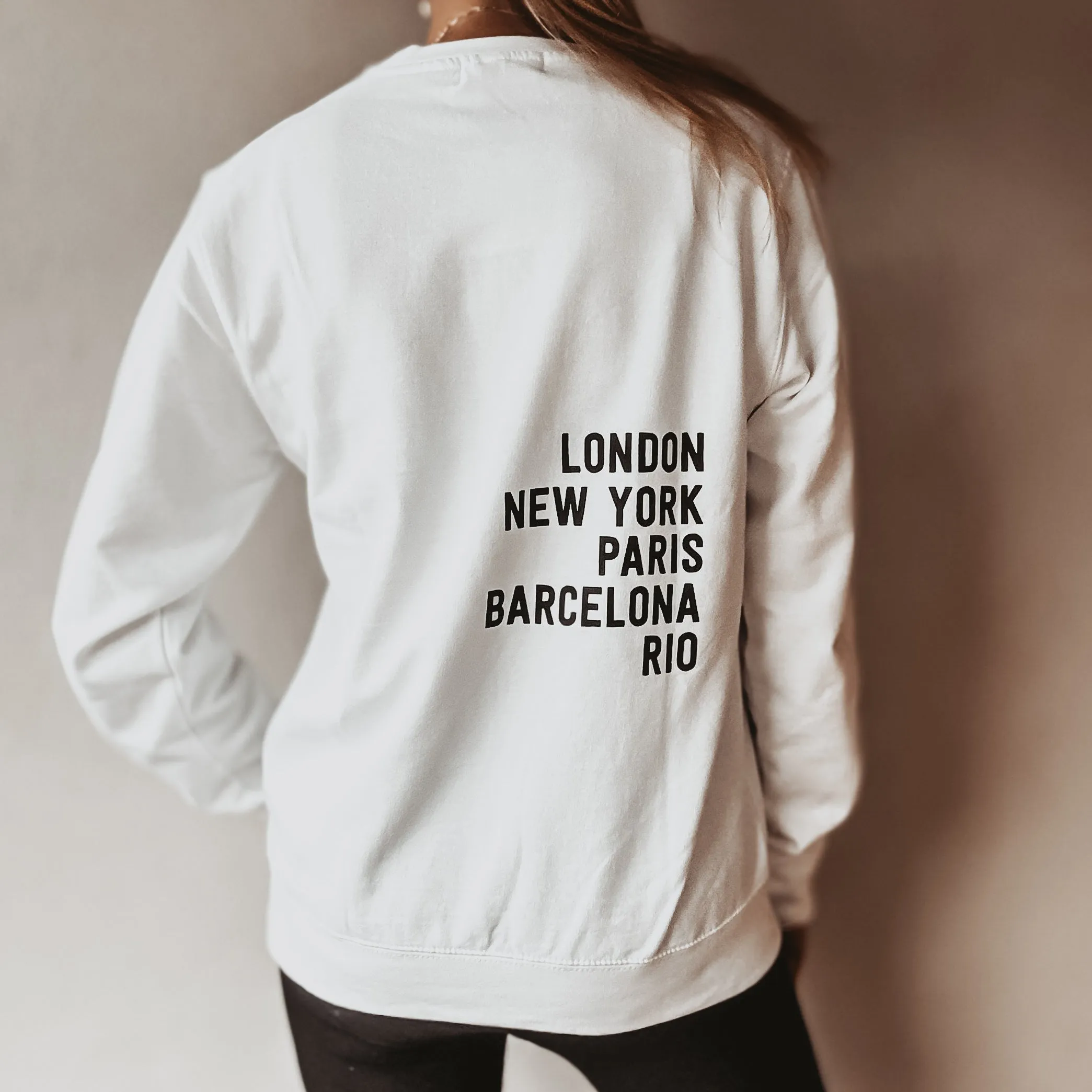 White CITIES sweatshirt  *boyfriend fit*