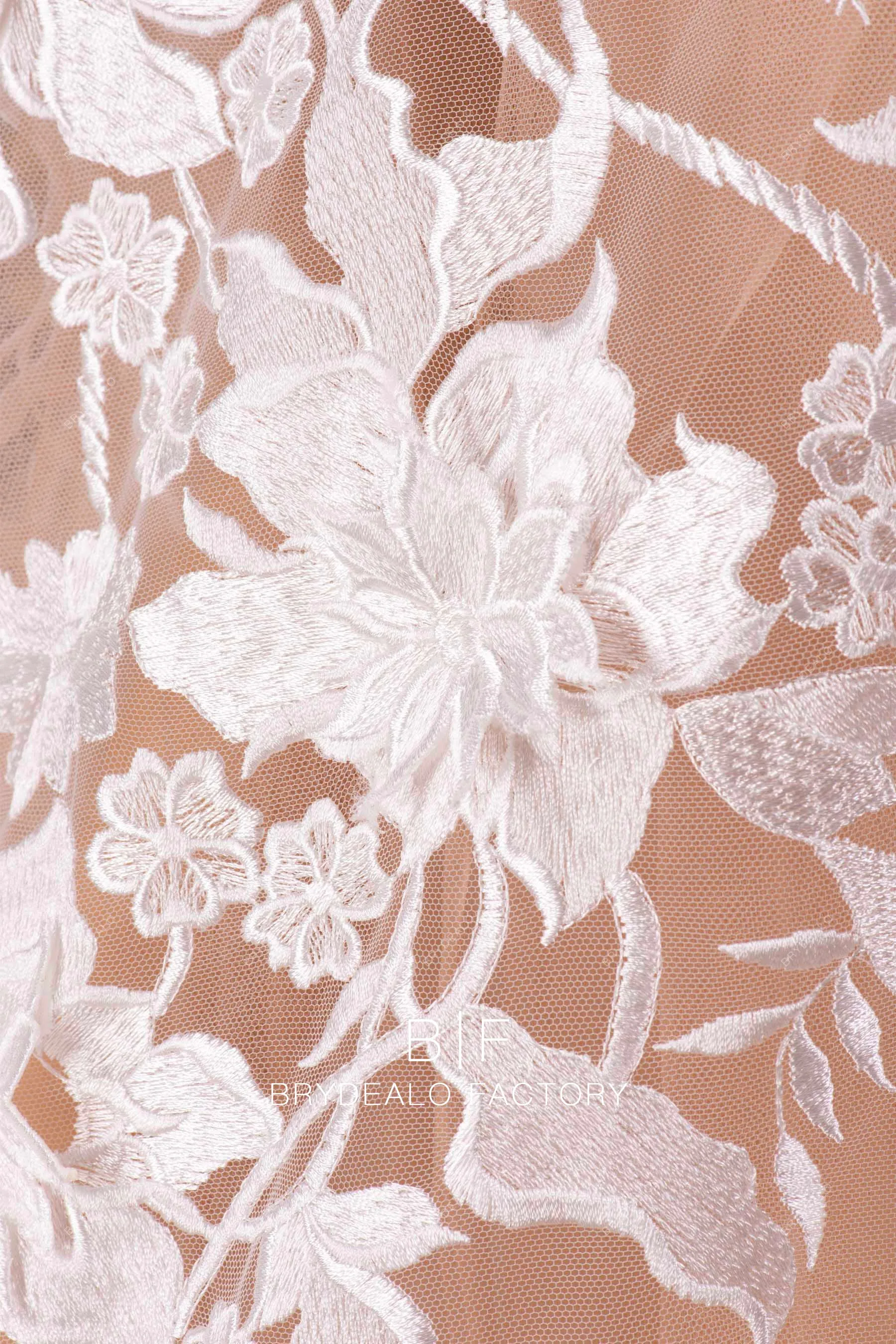 Wild 3D Flower Embroidery Lace for Romantic Wedding Dress