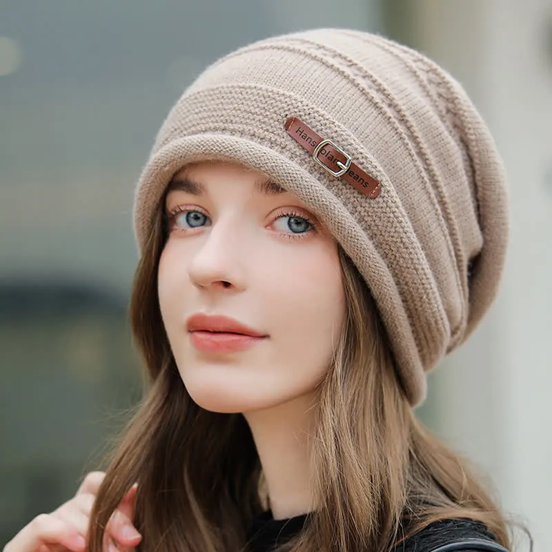 Women's Packable Winter Cap Pile Knitted Hat