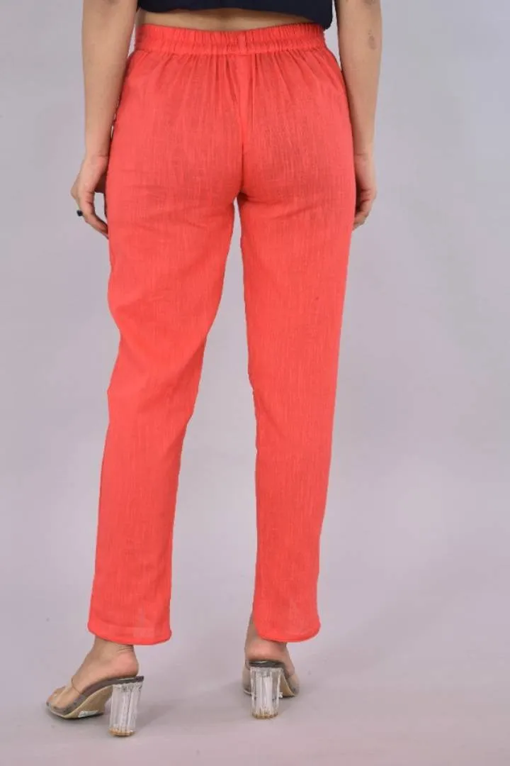 Womens Solid Cotton Slub Knot cross Pattern Trouser