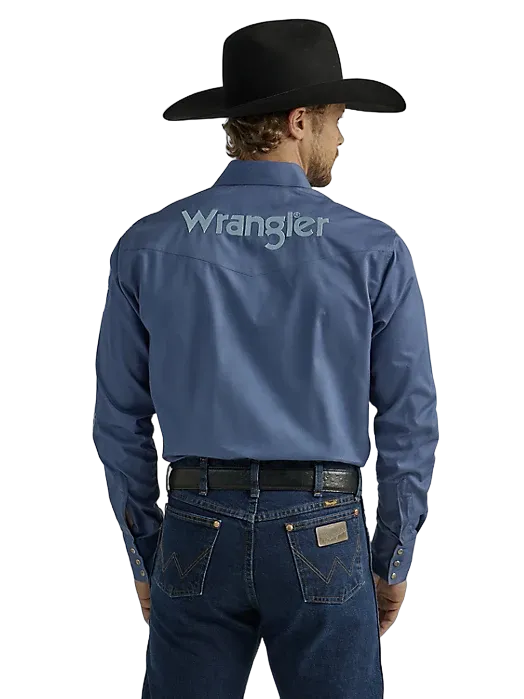 Wrangler Men's Bijou Blue Western Snap Shirt