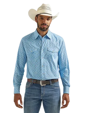 Wrangler Men's Competition Advanced Comfort Blue Shirt