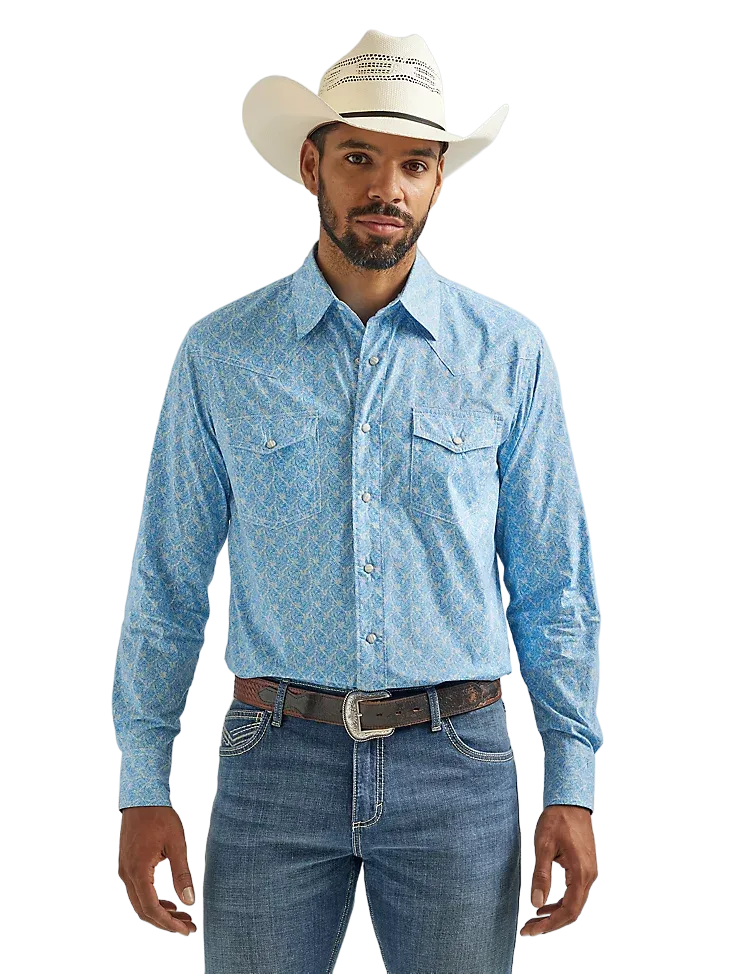 Wrangler Men's Competition Advanced Comfort Blue Shirt